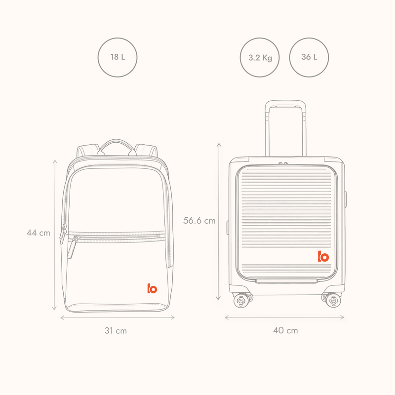 BELONG Travel Combo Backpack Charcoal + Cloud Pro Cabin Ivory
